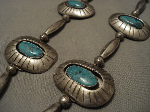 Early Museum Quality Vintage Navajo Turquoise Silver Necklace