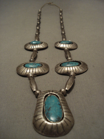 Early Museum Quality Vintage Navajo Turquoise Silver Necklace