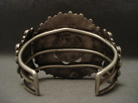 Huge And Old Vintage Navajo Turquoise Silver Bracelet