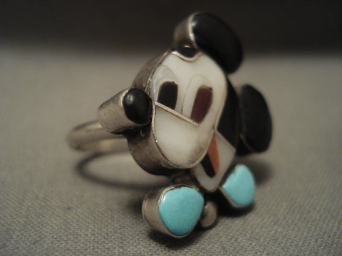 Early 1900's Vintage Navajo Mouse Turquoise Silver Ring