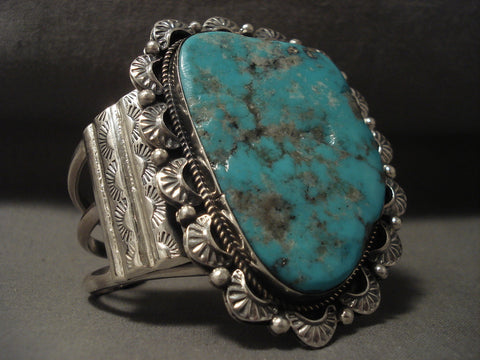 Towering Vintage Navajo Turquoise Silver Bracelet