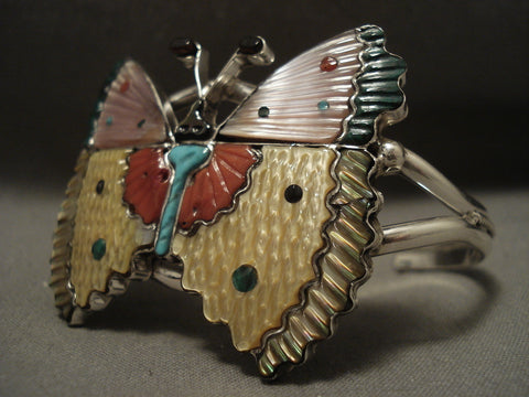 Huge 'Butterfly Love' Intense Hand Carved Butterfly Silver Bracelet