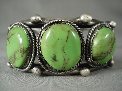 One Of The Best Vintage Navajo Gaspeite Silver Bracelet