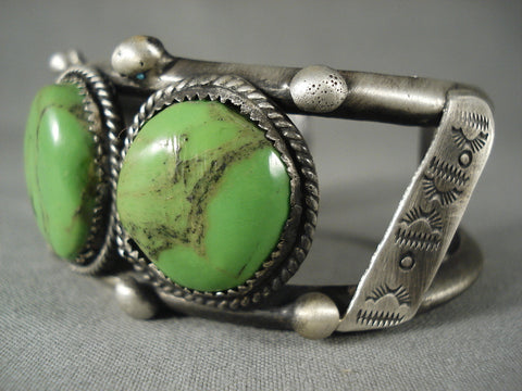 One Of The Best Vintage Navajo Gaspeite Silver Bracelet