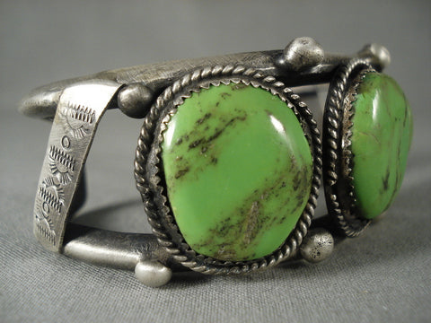 One Of The Best Vintage Navajo Gaspeite Silver Bracelet