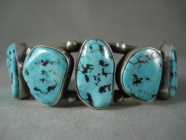 Very Rare Vintage Navajo Blue Moon Turquoise Silver Bracelet