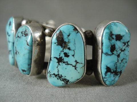 Very Rare Vintage Navajo Blue Moon Turquoise Silver Bracelet