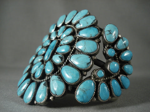 Colossal Vintage Navajo 'Tears Of Joy' Blue Diamond Turquoise Bracelet