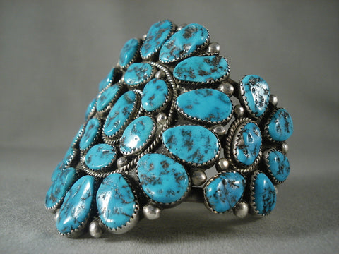 Colossal Vintage Navajo 'Turquoise Chunk' Silver Bracelet