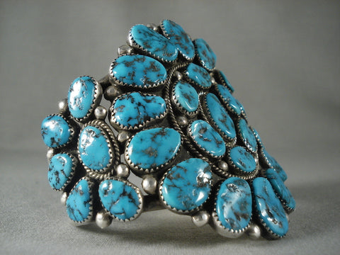 Colossal Vintage Navajo 'Turquoise Chunk' Silver Bracelet