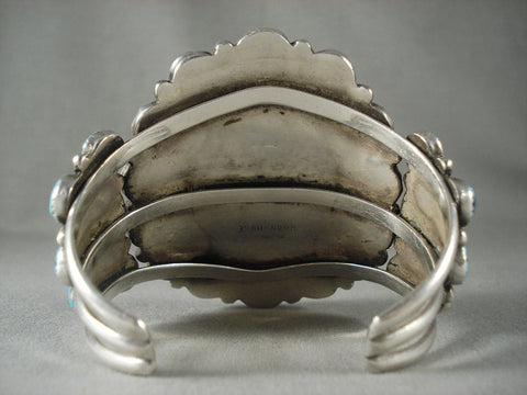 Colossal Vintage Navajo 'Turquoise Chunk' Silver Bracelet