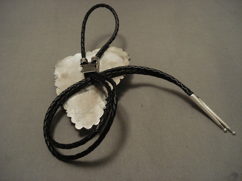 One Of The Biggest Ever Royston Vintage Navajo 'Turquoise Heart' Silver Bolo Tie