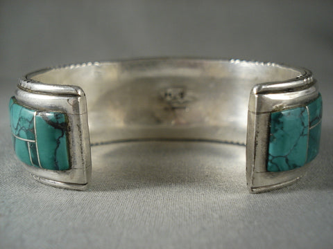 Mosaic Genius Vintage Navajo Green Turquoise Silver Bracelet