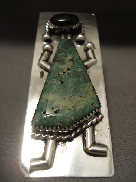 On Eof The Biggest Ever Navajo Kachina Jingle Maiden Green Turquoise Silver Ring