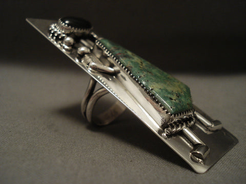 On Eof The Biggest Ever Navajo Kachina Jingle Maiden Green Turquoise Silver Ring