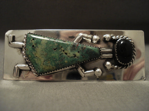 On Eof The Biggest Ever Navajo Kachina Jingle Maiden Green Turquoise Silver Ring