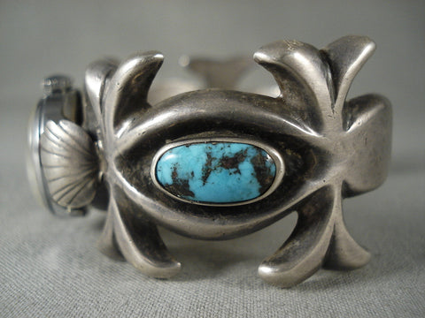 Museum Vintage Navajo 'Old Deposit Bisbee Turquoise' Silver Bracelet