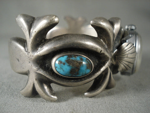 Museum Vintage Navajo 'Old Deposit Bisbee Turquoise' Silver Bracelet