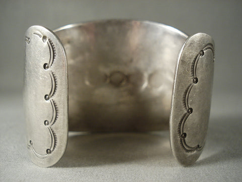 Museum Etxra Wide Vintage Navajo Green Turquoise Silver Bracelet