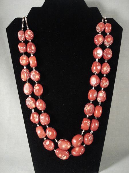 244 Grams Huge Chunky Vintage Navajo Coral Necklace