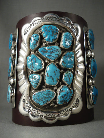 Amazing! Vintage Navajo 'Turquoise Burst' Silver Ketoh Bracelet