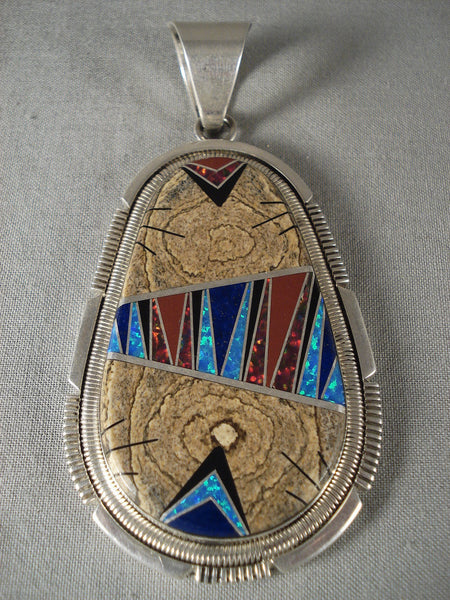 Advanced Stone To Stone Work Vintage Navajo Opal Wood Pendant