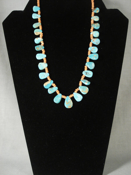 Cute Vintage Navajo 'Tears Of Joy' Turquoise Coral Necklace