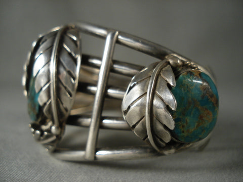 Museum Vintage Navajo 'Green Pilot Mountain Turquoise' Silver Bracelet