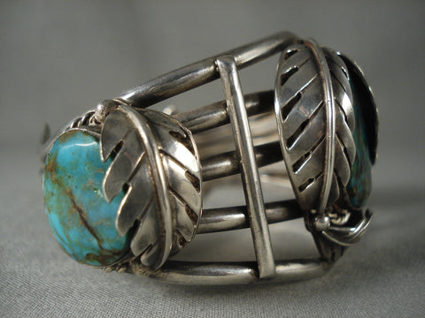 Museum Vintage Navajo 'Green Pilot Mountain Turquoise' Silver Bracelet