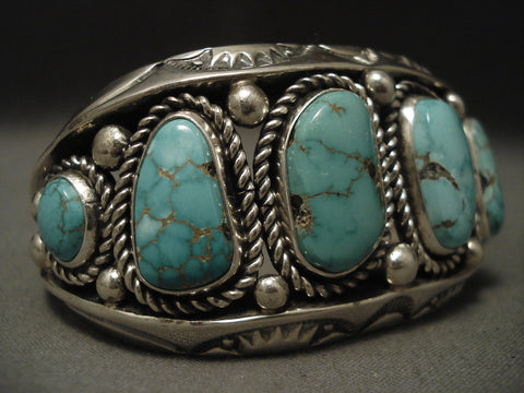 Important Navajo Albert Lee 115 Gram Carico Lake Turquoise Bracelet