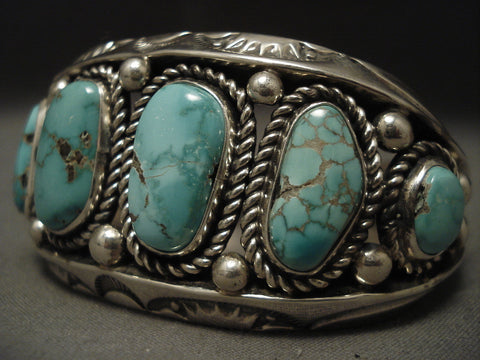Important Navajo Albert Lee 115 Gram Carico Lake Turquoise Bracelet
