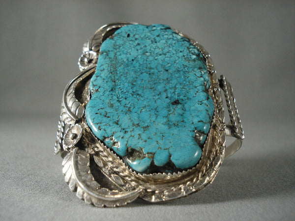 Colossal Vintage Navajo 'Turquoise Nugget Treasure' Silver Bracelet