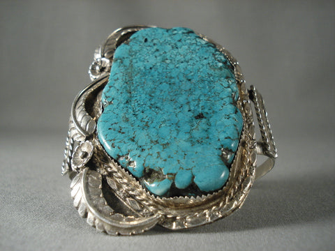 Colossal Vintage Navajo 'Turquoise Nugget Treasure' Silver Bracelet