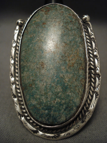 One Of The Largest Old Navajo Blue Jay Turquoise Silver Ring