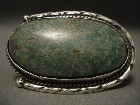 One Of The Largest Old Navajo Blue Jay Turquoise Silver Ring