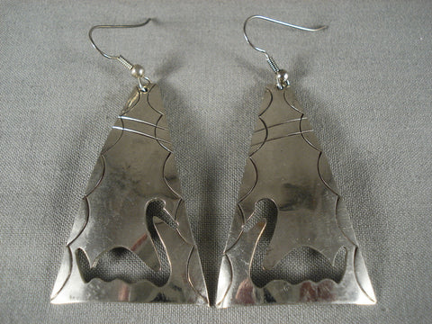 Fabulous Vintage Navajo 'Swan' Silver Earrings