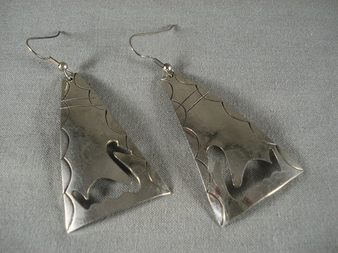 Fabulous Vintage Navajo 'Swan' Silver Earrings