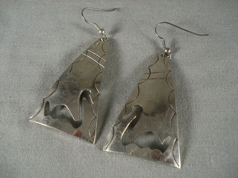 Fabulous Vintage Navajo 'Swan' Silver Earrings