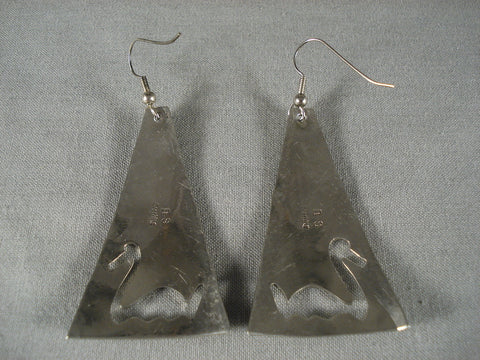 Fabulous Vintage Navajo 'Swan' Silver Earrings