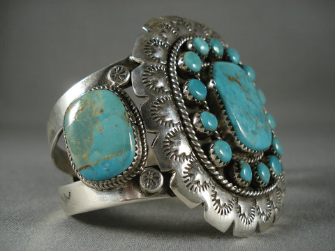 Museum Vintage Navajo 'Turquoise Sun' Silver Bracelet