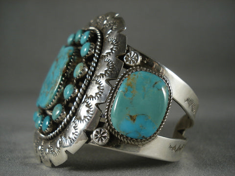Museum Vintage Navajo 'Turquoise Sun' Silver Bracelet