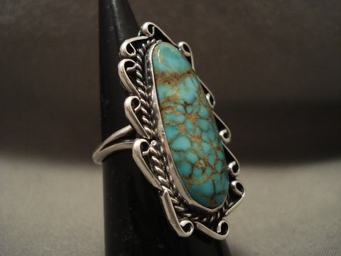 Earlier Huge Vintage Navajo 'Natural Royston Turquoise' Silver Ring