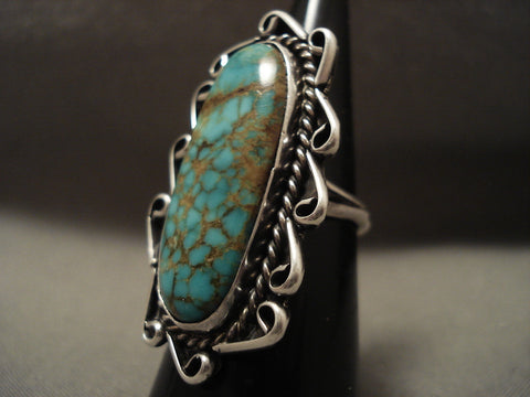 Earlier Huge Vintage Navajo 'Natural Royston Turquoise' Silver Ring