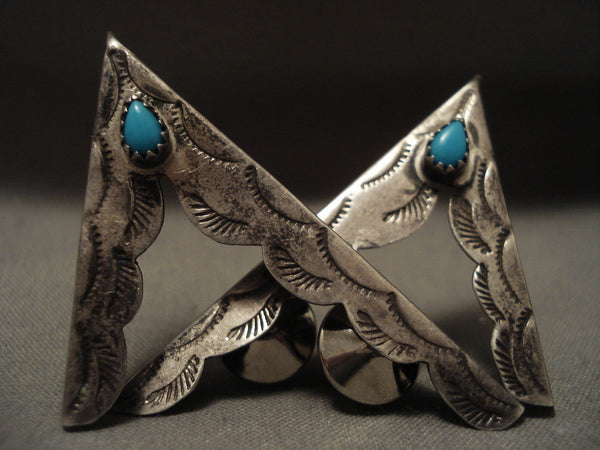 Very Rare Early Vintage Navajo Hand Tooled Collar Protectors!