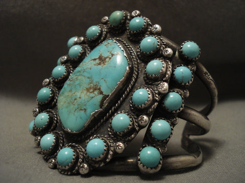 Useum Quality Vintage Navajo Blue Royston Turquoise Silver Bracelet