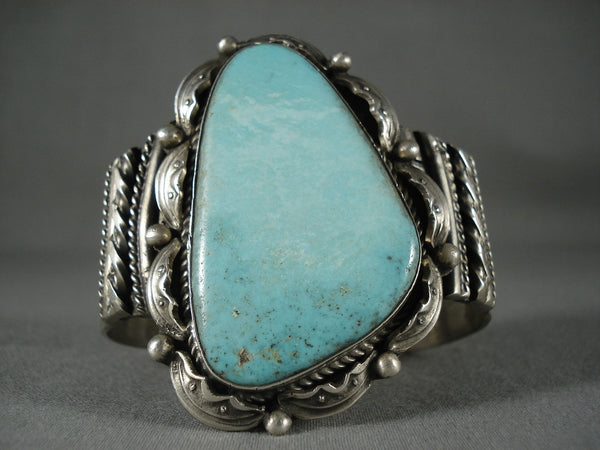 Gigantic Vintage Navajo Natural Turquoise Silver Bracelet