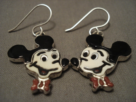 Incredibly Detailed Mickey Coral Silver Earrings