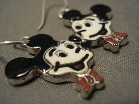 Incredibly Detailed Mickey Coral Silver Earrings