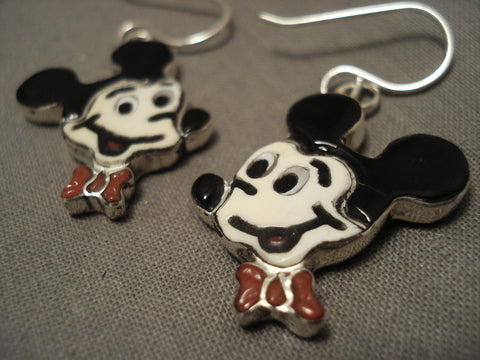 Incredibly Detailed Mickey Coral Silver Earrings