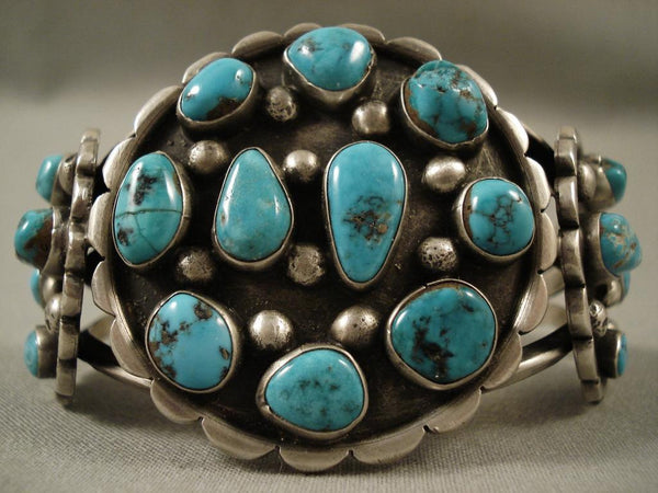 Big Old Vintage Navajo Bisbee Turquoise Silver Bracelet